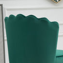 Green Velvet-Touch Vanity Chair Makeup Chair with Golden Metal Legs for Living Room & Dining Room