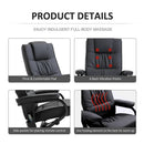 Leather Massage Recliner Chair W/Footstool Black Deluxe Faux Easy Sofa Armchair Reclining with Foot Stool New Electric Rest 10 Point Massager Heat
