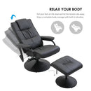 Leather Massage Recliner Chair W/Footstool Black Deluxe Faux Easy Sofa Armchair Reclining with Foot Stool New Electric Rest 10 Point Massager Heat