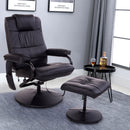 Manual Sofa Reclining Armchair PU Leather Massage Recliner Chair and Ottoman - Black