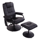 Manual Sofa Reclining Armchair PU Leather Massage Recliner Chair and Ottoman - Black