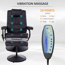 Manual Sofa Reclining Armchair PU Leather Massage Recliner Chair and Ottoman - Black