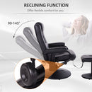 Manual Sofa Reclining Armchair PU Leather Massage Recliner Chair and Ottoman - Black
