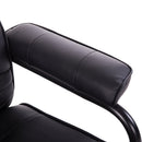 Manual Sofa Reclining Armchair PU Leather Massage Recliner Chair and Ottoman - Black