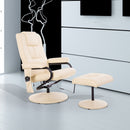 PU Leather Manual Sofa Reclining Armchair and Ottoman - Beige