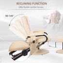 PU Leather Manual Sofa Reclining Armchair and Ottoman - Beige