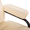PU Leather Manual Sofa Reclining Armchair and Ottoman - Beige