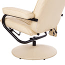 PU Leather Manual Sofa Reclining Armchair and Ottoman - Beige