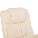 PU Leather Manual Sofa Reclining Armchair and Ottoman - Beige