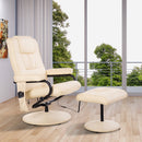 PU Leather Manual Sofa Reclining Armchair and Ottoman - Beige