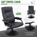 Leather Recliner and Ottoman Set, Modern Swivel Leisure Lounge Chair with Footstool, 145-¦ Adjustable Backrest and Thick Padding for Living Room, Dining Room, Bedroom, Office, Black Padded Cushion Back