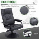 Leather Recliner and Ottoman Set, Modern Swivel Leisure Lounge Chair with Footstool, 145-¦ Adjustable Backrest and Thick Padding for Living Room, Dining Room, Bedroom, Office, Black Padded Cushion Back