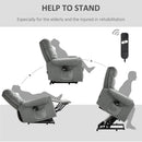Electric Power Lift Recliner Vibration Massage Velvet-Touch Upholstered Lounge Chair Sofa with Remote Control & Side Pocket for Home Theater, Grey Velvet