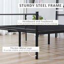 King Metal Bed Frame Solid Bedstead Base with Headboard and Footboard, Metal Slat Support and Underbed Storage Space, Bedroom Furniture w/ Space