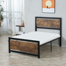 Single Metal Bed Frame with Headboard & Footboard, Strong Slat Support Solid Bedstead Base w/ Underbed Storage Space, No Box Spring Needed,