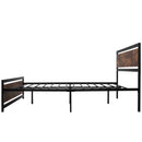 Kingsize Bed Frame with Headboard & Footboard, Strong Slat Support Twin Size Metal Bed w/ Underbed Storage Space, No Box Spring Needed, 160x208x103cm Headboard, Needed