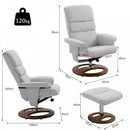 Recliner Chair Ottoman Set, Bent Wood Base-Grey