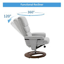 Recliner Chair Ottoman Set, Bent Wood Base-Grey