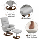 Recliner Chair Ottoman Set, Bent Wood Base-Grey