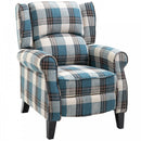 Check Armchair Plush Single Sofa Recliner for Living Room Blue