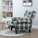 Check Armchair Plush Single Sofa Recliner for Living Room Blue