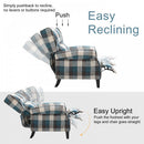Check Armchair Plush Single Sofa Recliner for Living Room Blue