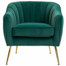 Velvet-Look Polyester Upholstered Decedent Armchair Emerald Green