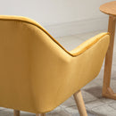 Armchair Accent Chair Wide Arms Slanted Back Padding Iron Frame Wooden Legs - Yellow