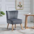 Velvet Accent Chair Occasional Tub Seat Padding Curved Back with Wood Frame Legs Home Furniture Grey Luxe