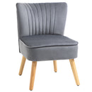 Velvet Accent Chair Occasional Tub Seat Padding Curved Back with Wood Frame Legs Home Furniture Grey Luxe