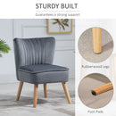 Velvet Accent Chair Occasional Tub Seat Padding Curved Back with Wood Frame Legs Home Furniture Grey Luxe