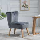 Velvet Accent Chair Occasional Tub Seat Padding Curved Back with Wood Frame Legs Home Furniture Grey Luxe