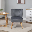 Velvet Accent Chair Occasional Tub Seat Padding Curved Back with Wood Frame Legs Home Furniture Grey Luxe