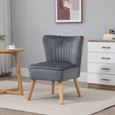 Velvet Accent Chair Occasional Tub Seat Padding Curved Back with Wood Frame Legs Home Furniture Grey Luxe