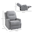 Electric Power Recliner Chair Armchair Sofa with Linen Upholstered Seat and Backrest, Retractable Footrest, Grey Home