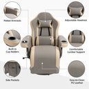 Manual Recliner Armchair PU Leather Lounge Chair with Adjustable Leg Rest, Cup Holder and Storage Pocket - Grey