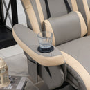 Manual Recliner Armchair PU Leather Lounge Chair with Adjustable Leg Rest, Cup Holder and Storage Pocket - Grey