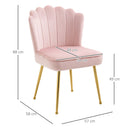 Pink Velvet-Touch Vanity Chair Makeup Chair with Golden Metal Legs for Living Room & Dining Room