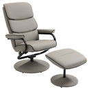 Recliner Chair with Ottoman 360 Degree Swivel Faux Leather High Back Armchair Lounge Seat w/ Footrest Stool, 135 Adjustable Backrest and Thick Foam Padding for Home Office Living Room Stool