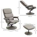 Recliner Chair with Ottoman 360 Degree Swivel Faux Leather High Back Armchair Lounge Seat w/ Footrest Stool, 135 Adjustable Backrest and Thick Foam Padding for Home Office Living Room Stool