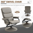 Recliner Chair with Ottoman 360 Degree Swivel Faux Leather High Back Armchair Lounge Seat w/ Footrest Stool, 135 Adjustable Backrest and Thick Foam Padding for Home Office Living Room Stool