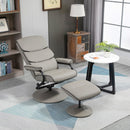 Recliner Chair with Ottoman 360 Degree Swivel Faux Leather High Back Armchair Lounge Seat w/ Footrest Stool, 135 Adjustable Backrest and Thick Foam Padding for Home Office Living Room Stool