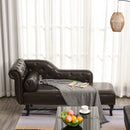 Vintage Style PU Leather Chaise Deluxe Faux Longue Sofa Bed Bolster Cushion - Dark Brown