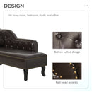 Vintage Style PU Leather Chaise Deluxe Faux Longue Sofa Bed Bolster Cushion - Dark Brown