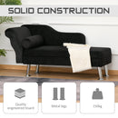 Black Longue Sofa Day Bed W/Bolster Cushion Deluxe Recliner Lounge