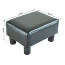 PU Leather Ottoman Footrest Small Seat Chair-Black