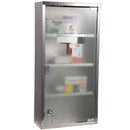 HOMCOM Stainless Steel Medicine Cabinet 4 Tier Wall Mounted Glass Lockable Door Storage Shelves Houseware Bathroom Furniture-Silver