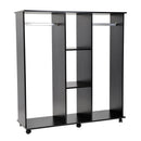 Double Mobile Open Wardrobe With Clothes Hanging Rails Storage Shelves Organizer Bedroom Furniture - Black