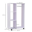 Particle Board Mobile Open Wardrobe On Wheels White
