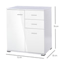 71x35x76 cm High Gloss Side Cabinet Table Sideboard Chest of Drawer Storage Furniture - White